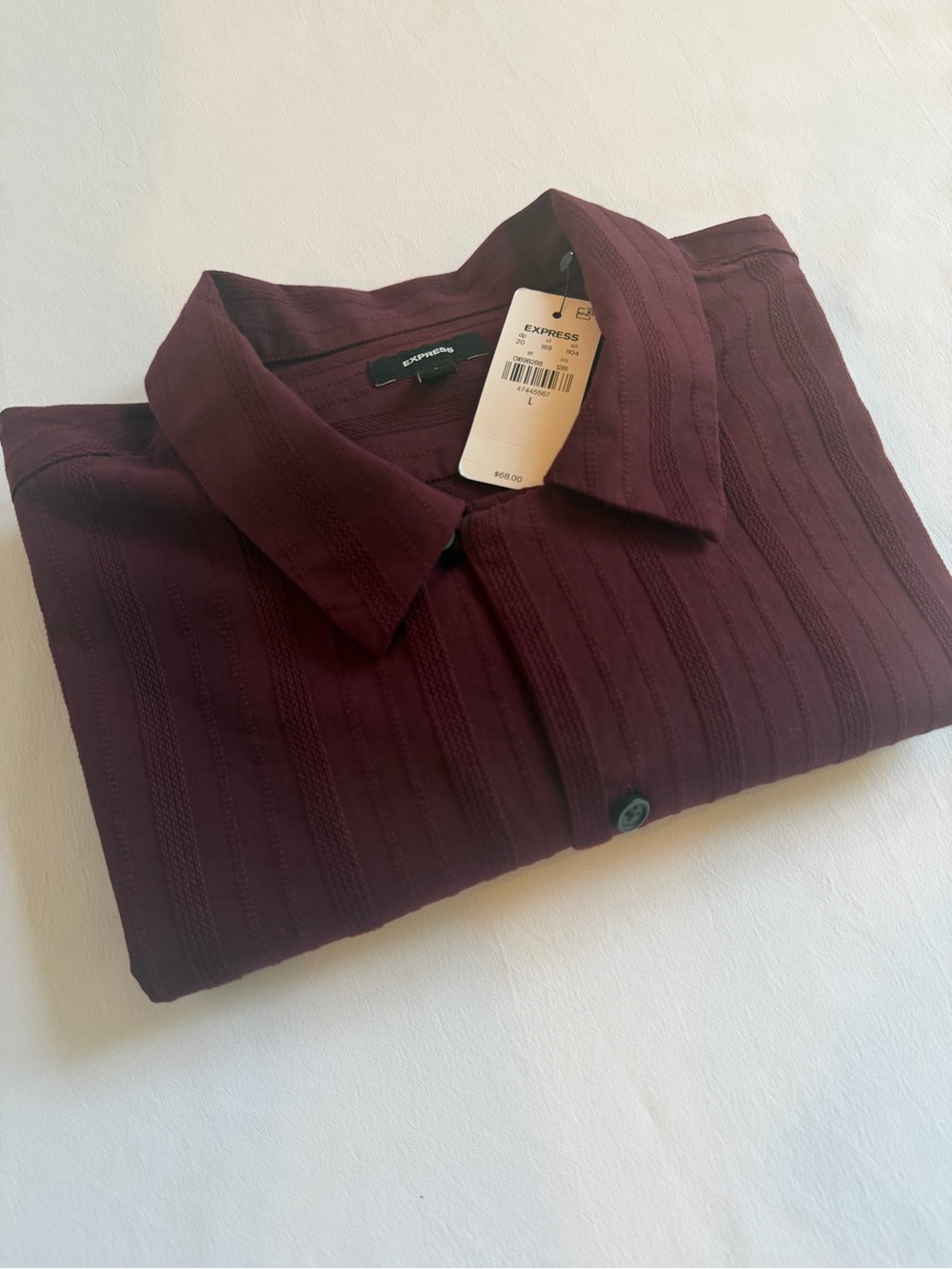 Express Men's Wine Textured Knit Button-Down Shirt